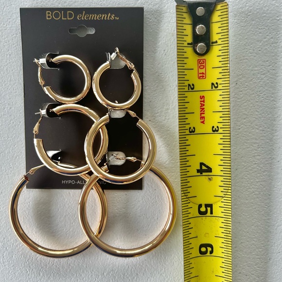 New!BOLD elements Trio of Gold Hoop Earrings - Picture 3 of 3